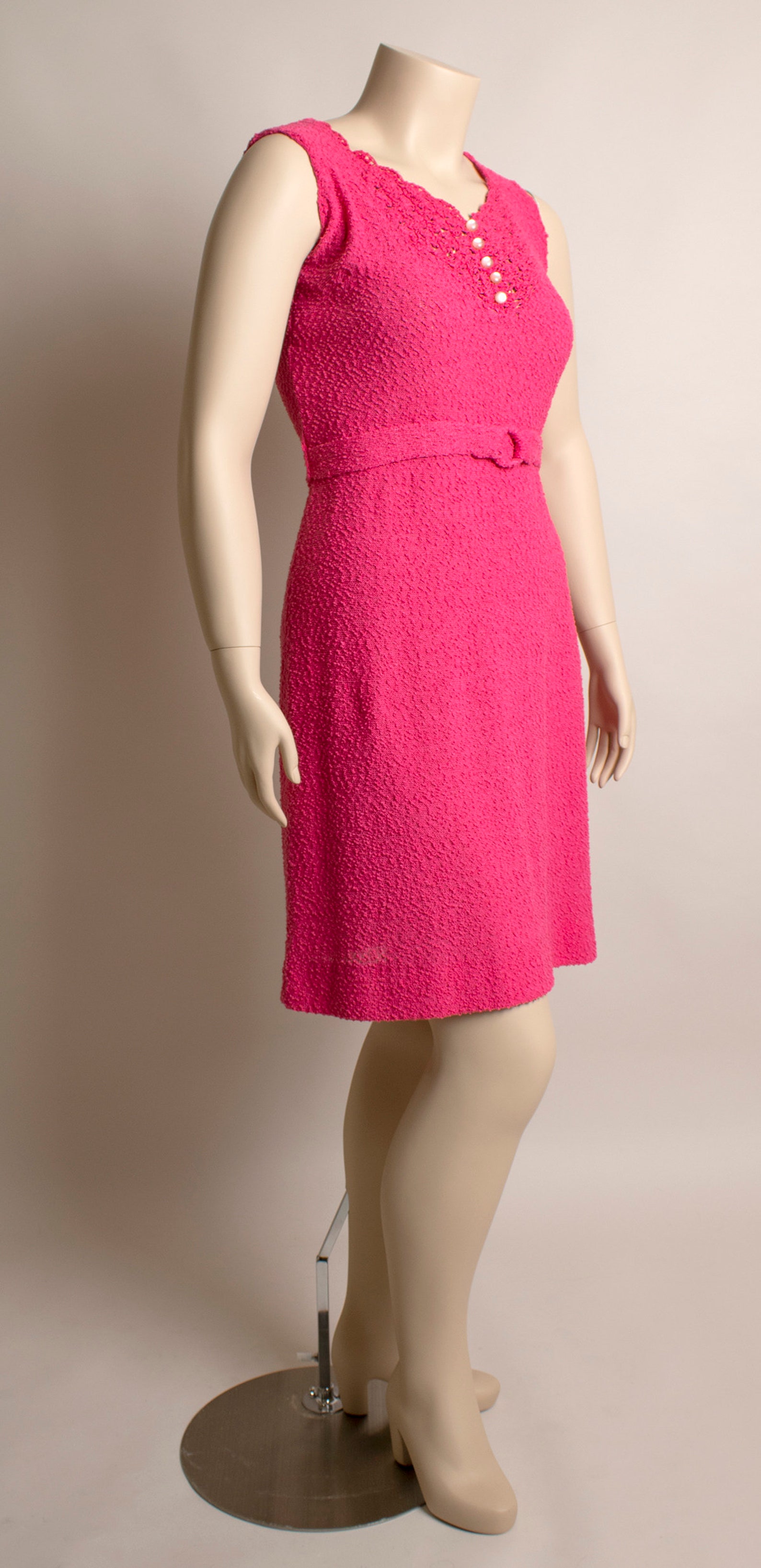 Vintage 1970s Pink Knit Dress & Coat Set Hot Pink Bubble Etsy