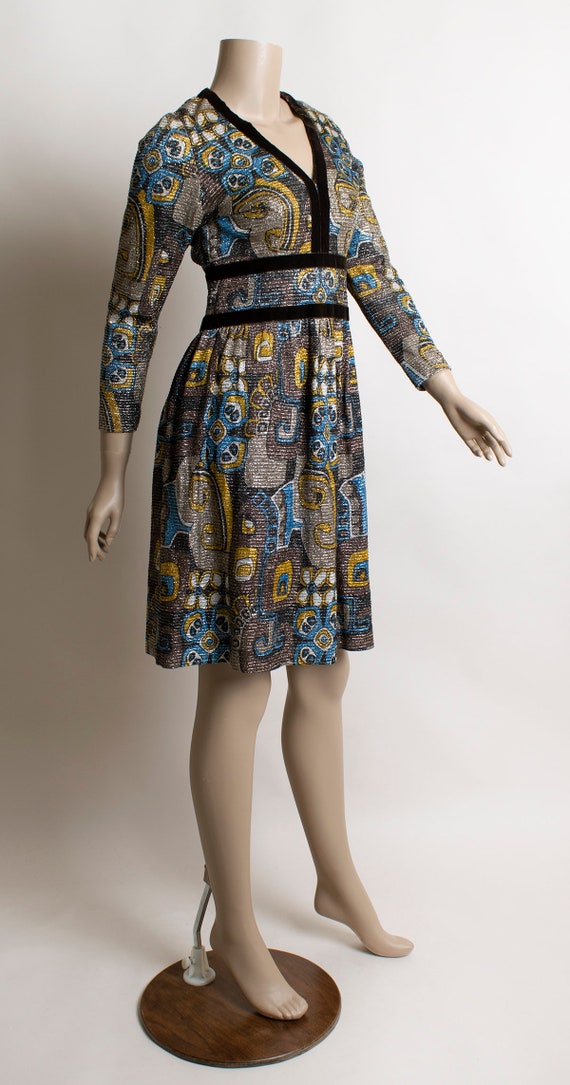 Vintage 1960s Sparkly Mini Dress - 1970s Metallic… - image 2