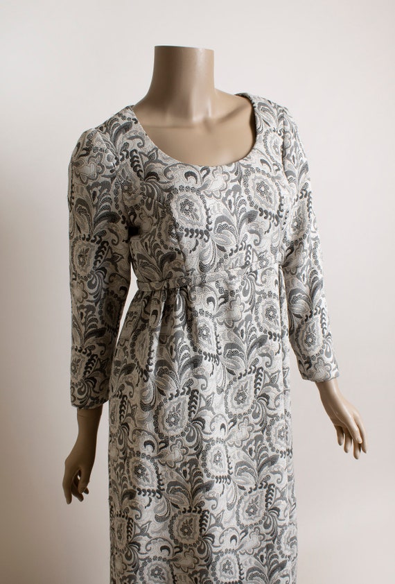 Vintage Paisley Print Maxi Dress - 1960s 70s styl… - image 7