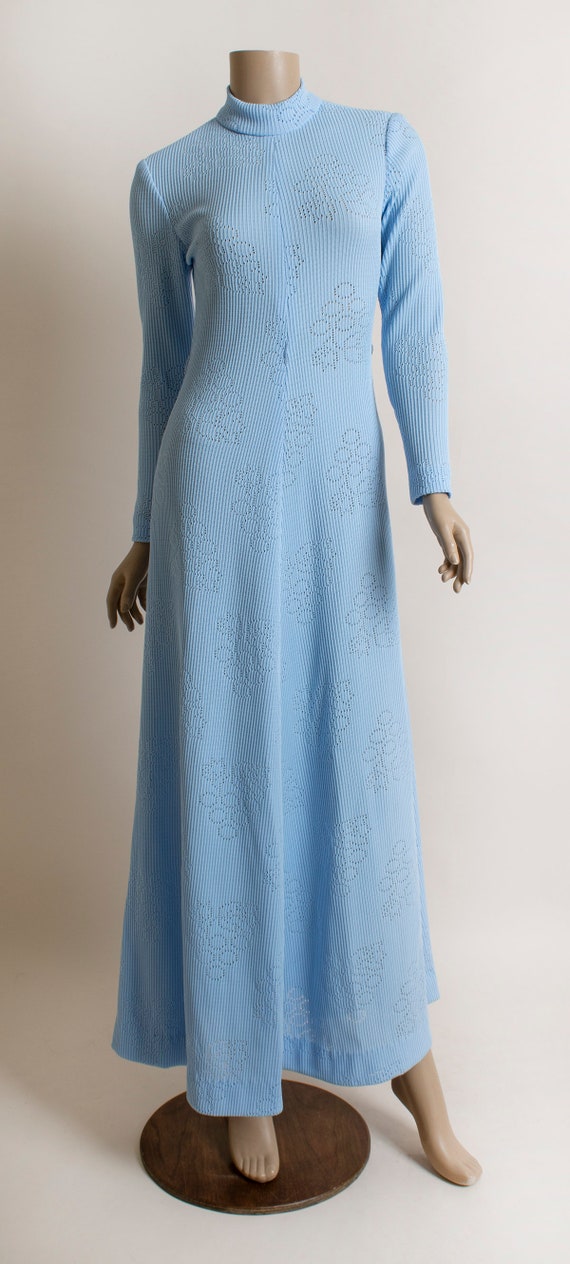 Vintage 1970s Maxi Dress - Light Powder Sky Blue … - image 2