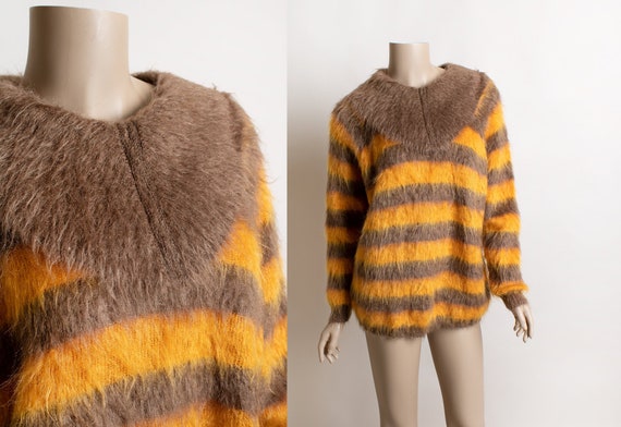 Vintage Striped Mohair Sweater - Autumn Pumpkin Sp