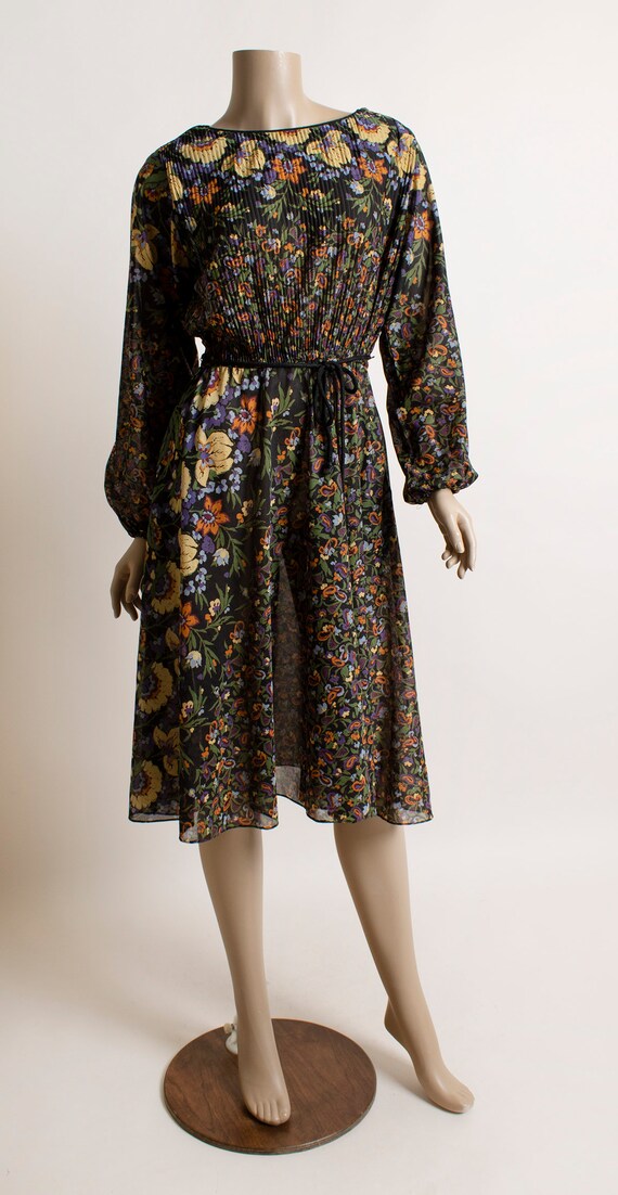 70s Semi-transparent floral minidress