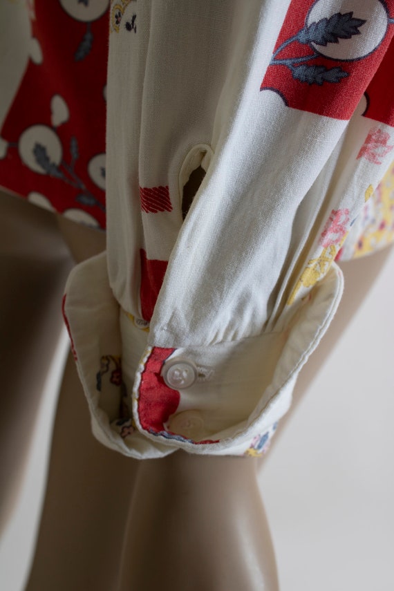 Vintage 1970s Patchwork Blouse - Button Up Front … - image 8