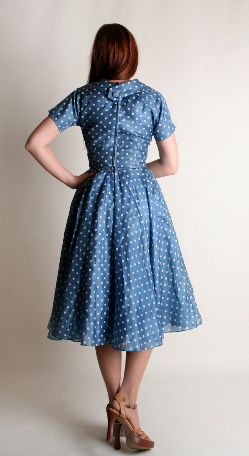 sky blue polka dot dress