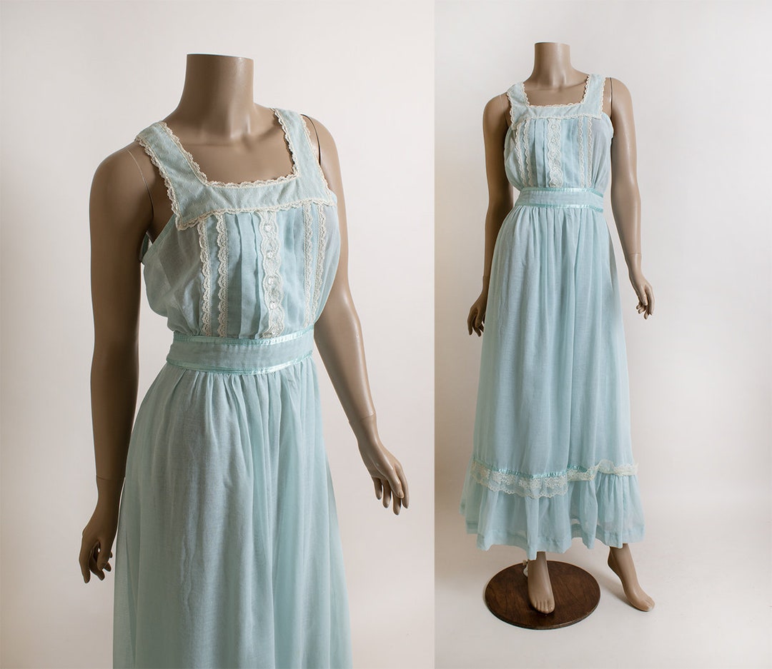 Heavenly Rare 1970s Shirred Cotton Floral Prairie Maxi Dress main image 1