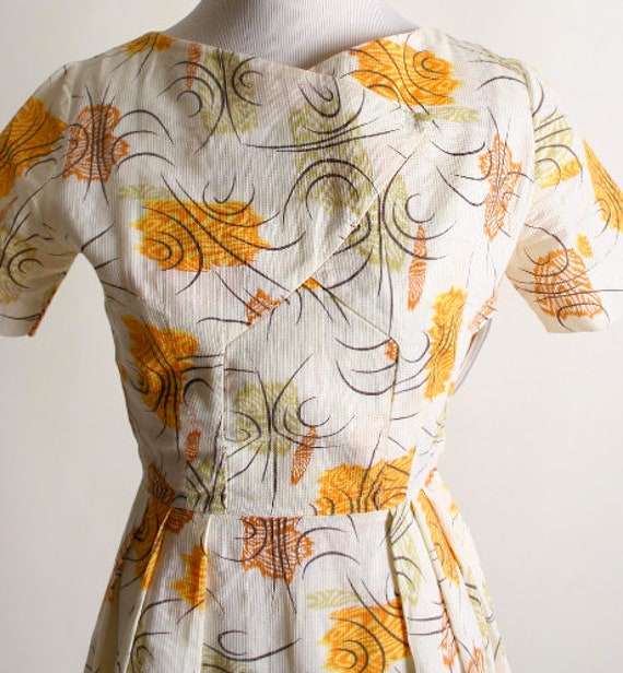 Vintage 1950s Dress - Floral Atomic Starburst Nov… - image 5