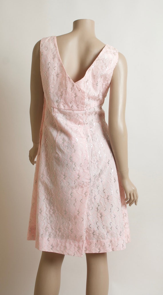 Vintage 1960s Party Dress - Light Pastel Pink Sil… - image 6