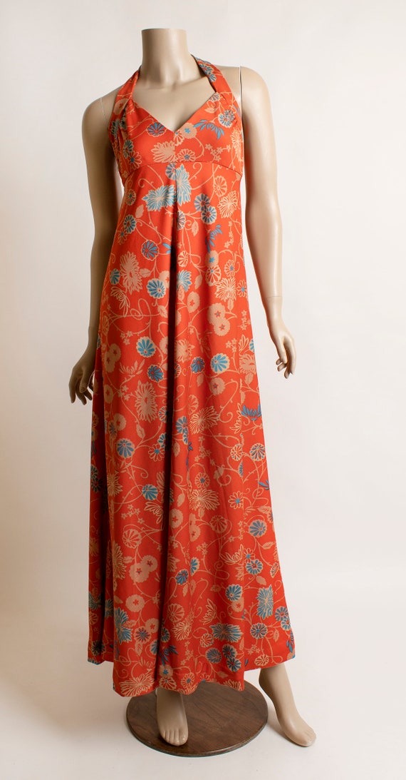 Vintage 1970s Floral Maxi Dress with Matching Cro… - image 2