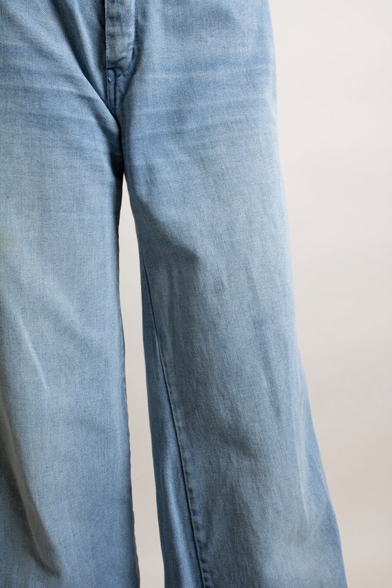 Vintage 1970s Flared Bell Bottom Denim Jeans - Li… - image 9