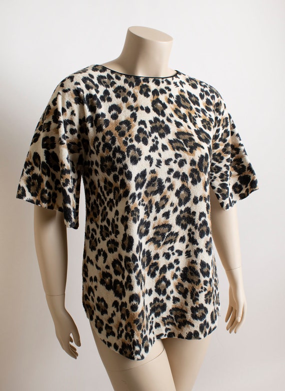 Vintage Lucie Ann Leopard Print Terry Cloth Top -… - image 3