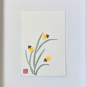 Lucciole/蛍/Tradizione estiva/Arte giapponese/Intagliato a mano/Stampato a mano/Arte originale/Stampa a blocchi/Hotaru