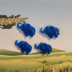 Mini Elephant Magnets, Set of 4: Epoxy Resin Safari Fridge Decor