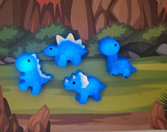 Glow-in-the-dark Dinosaur Magnet Set, 4 Epoxy Resin Designs - Adorable Animal Decor for Home, Office, or Classroom