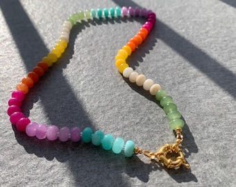 Necklace | Rainbow | Neon | Gemstones | Jade