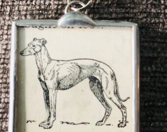 Glass Dictionary Greyhound Pendant