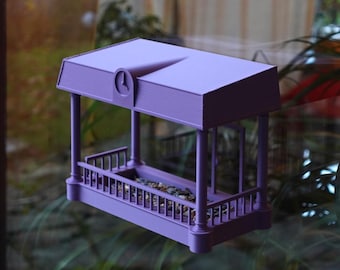 Mangeoire à oiseaux pour fenêtre : modèle de porche personnalisable, fixation murale ou à ventouse