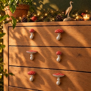 Tiradores Pomos Muebles Seta Amanita Muscaria, Manijas Infantiles Comoda IKEA Hemnes Malm, Decoracion Armario Cottagecore Bosque