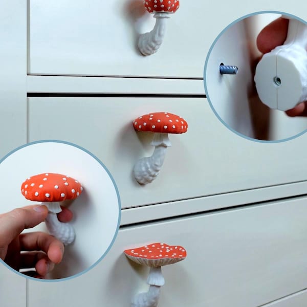 Mushroom Drawer Knobs: Whimsical Cottagecore Forest Decor