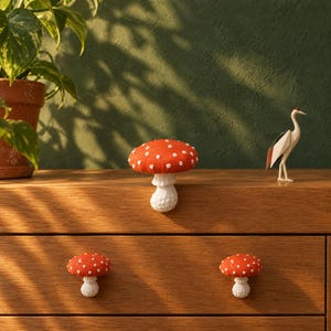Tiradores Pomos Muebles Seta Amanita Muscaria, Manijas Infantiles Comoda IKEA Hemnes Malm, Decoracion Armario Cottagecore Bosque