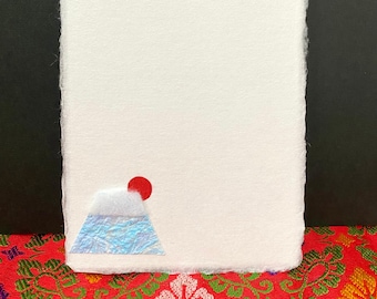 Perfect for Thanksgiving cards, High-quality Japanese paper, Postcard, Mount Fuji pattern, Handcrafted washi paper, Greeting card