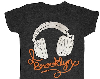 Kids Brooklyn Headphones - T-shirt Bk Bklyn New York Boy Girl Children Toddler Youth Nyc Ny Mixtape Music DJ Oldschool Eighties Tee Shirt