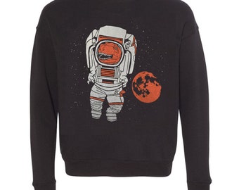 T-Rex Astronaut - Unisex XXLARGE Mens Womens Sweatshirt Tyrannosaurus Rex Dinosaur Funny Sweater Longsleeve Black Fleece Space Astro SciFi