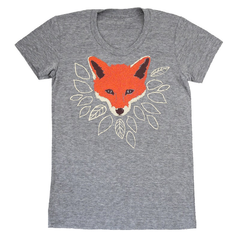 Fox Womens Girls Tshirt Track Tee Shirt Tri Blend Cute Etsy