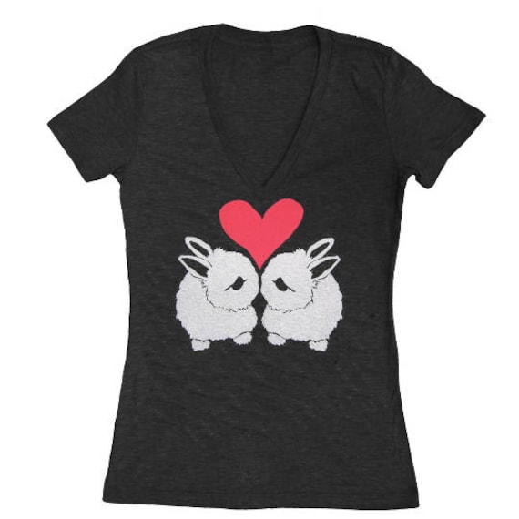 For the Love of Bunnies V-Neck Tee For the Love of Bunnies V-Neck Tee