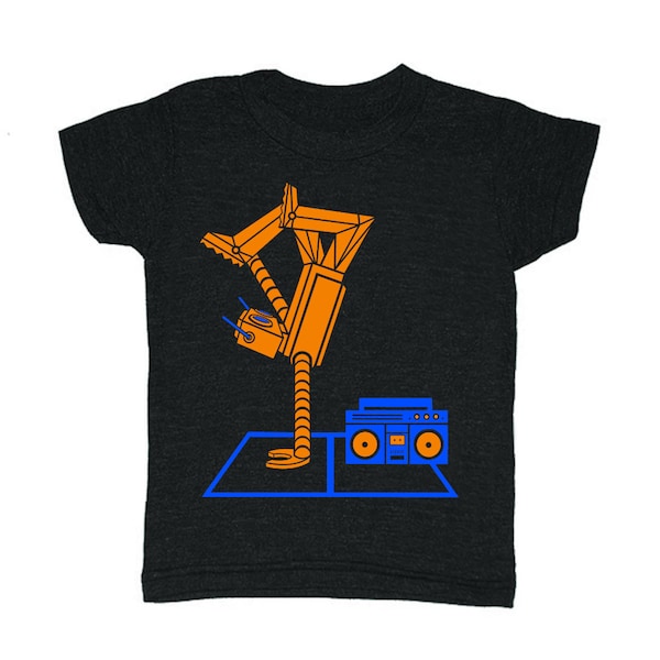 KIDS Breakdance Robot - Tshirt Awesome Robot Breakdance Funny Cool Hiphop Boy Girl Youth Toddler Children Black Orange Blue Tee Shirt