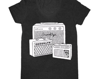 Brooklyn Amps T-Shirt - Women's Tee Shirt Music Audio Vintage Amplifiers Speakers Black Brooklyn NYC BK New York City Indie Rock Group Band