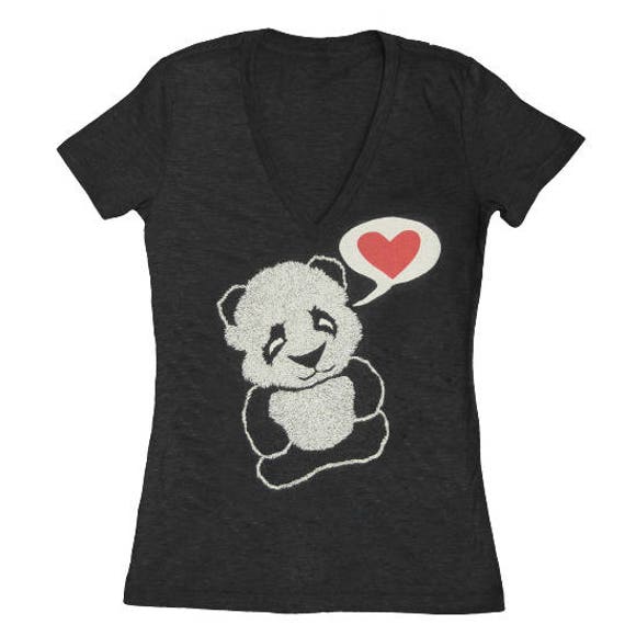 Panda T Shirt Giant Panda Bear T-Shirt Animal Heart Tee Panda T Shirt Giant Panda Bear T-Shirt Animal Heart Tee