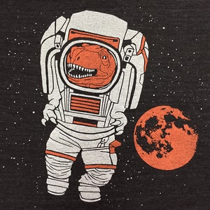 Womens Trex Astronaut T-shirt Girls Tee Shirt Funny Space NASA Spaceman Rocket Moon Mars Planets Astronomy SciFi Science Fiction Tshirt image 2