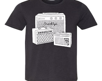 Brooklyn Amps T-Shirt - Unisex Mens Tee Shirt Music Concert Musician Speakers Amplifier Brooklyn BK New York City Indie Rock Band Group
