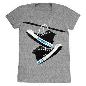 Converse - Womens Brooklyn New York NY NYC Shoes Retro Vintage Grey Triblend Track Chuck Taylor Cute GrayGirls T-shirt Tee Shirt Tshirt