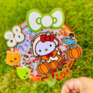 Thanksgiving Kitty cake topper / pumpkin fall autumn custom topper