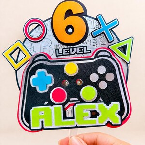 Level up Gamer Cake Topper, Video Game Controller Party Decor