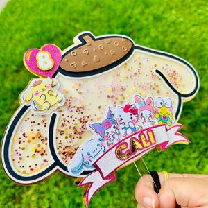 Pompom cake topper / Kitty & friends custom topper