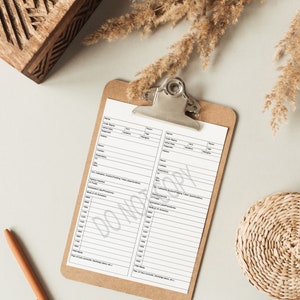 May include: A black and white clipboard with a brown wooden frame. The clipboard has a blank form with headings for patient information, including name, code status, age, allergies, history, respiratory, skin, and more. The form also includes sections for vital signs, medications, and procedures.