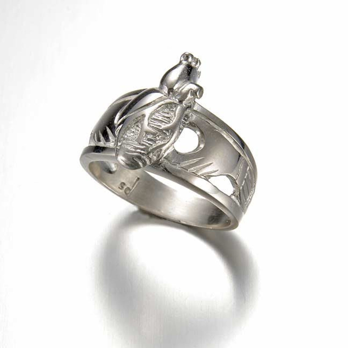 Silver Anatomical Claddagh Ring Heart Ring Medical Jewelry Etsy