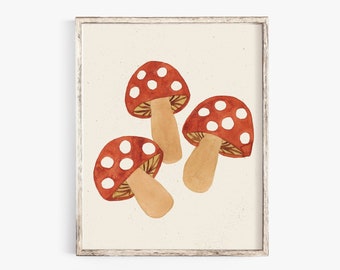 Mushroom Wall Art Print | Watercolor Art Print | Minimalist Art | Nature Wall Art | Mushroom Art Print | Plant Art | 5x7 8x10 11x14