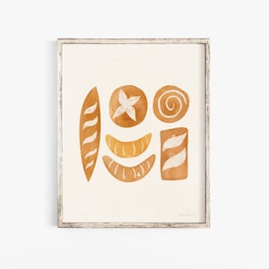 Bakery Bread Watercolor Wall Art Print