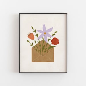 Impressão de arte de parede com letras de flores