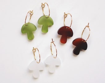 Little Mushroom Acrylic Earrings | Mushroom Earrings | Fungi Earrings | Minimalist Earrings | Modern Jewelry | Acrylic Earrings