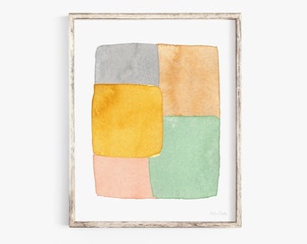 Watercolor Patchwork Abstract #1 Wall Art Print