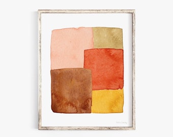 Watercolor Patchwork Abstract #2 Wall Art Print