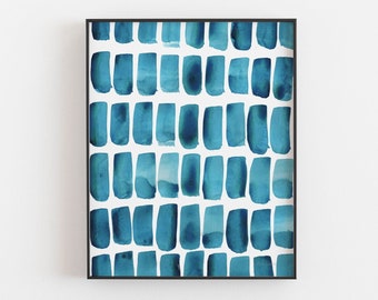 Teal Watercolor Strokes Wall Art Print