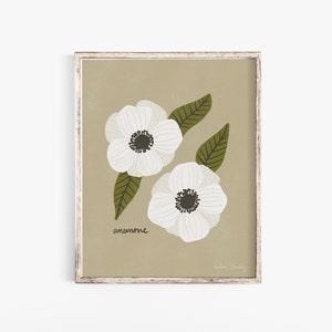 Anemone Flower Wall Art Print | Floral Art | Flower Art | Spring Art | Vintage Art | Retro Art | Nature Art | 5x7 8x10 11x14