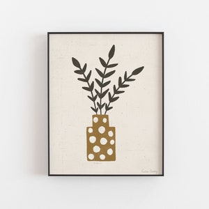 Branches Dotted Terracotta Vase Wall Art Print | Minimalist Art | Modern Art | Plant Art | Nature Art | Earthy Art | 5x7 8x10 11x14