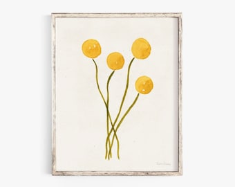 Billy Ball Flowers Wall Art Print | Flower Art | Floral Art | Watercolor Art | Minimalist Art | Nature Art | 5x7 8x10 11x14