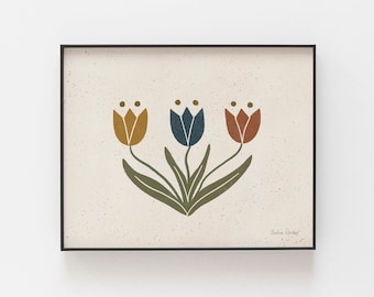 Midcentury Tulips Wall Art Print